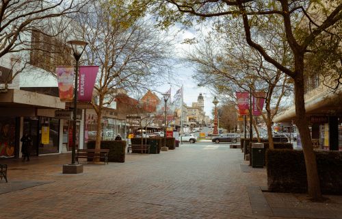 Ballarat's Bridge Mall, facing west with Town Hall in the background.