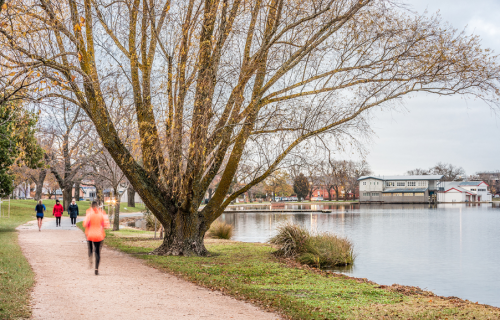 A running using the track at Lake Wendouree