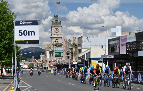 Cyclists competing in Sturt Street as part of the Federation University Road National Championships