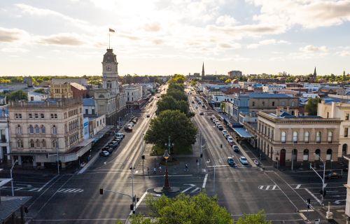 Aerial image of Ballarat from above Sturt Street