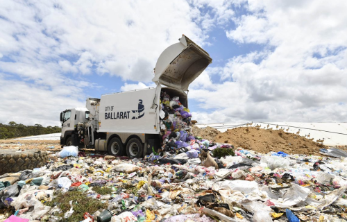 Waste being disposed of at the Ballarat Regional Landfill