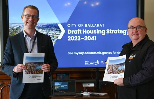 Generic image of CEO Evan King and Mayor, Des Hudson Draft Ballarat Housing Strategy