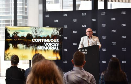 City of Ballarat Mayor, Cr Des Hudson at the launch of the Continuous Voices Memorial national design competition.