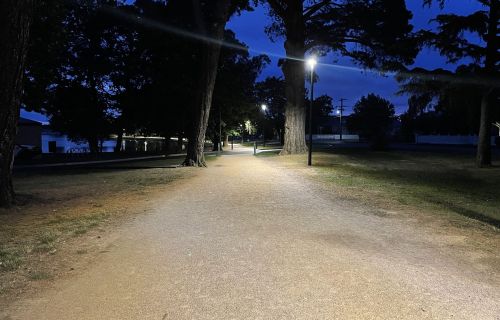 Lake Wendouree walking track with lighting.