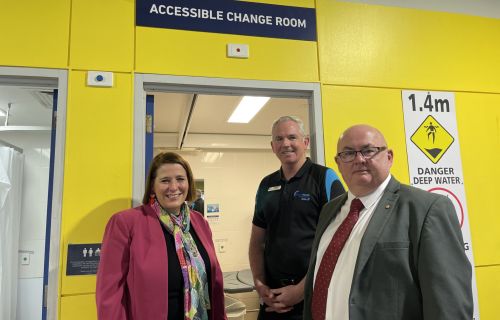 Member for Wendouree Juliana Addison, BALC Manager Aquatic and Leisure Services Gerald Dixon and City of Ballarat Mayor, Cr Des Hudson.