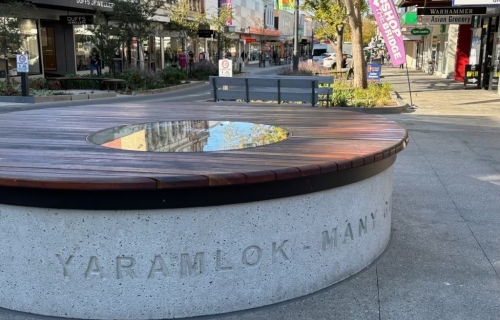 The Yarramlok/Yarrowee Creek viewing portal in the Bridge Mall, where Reconciliation Week will be launched.