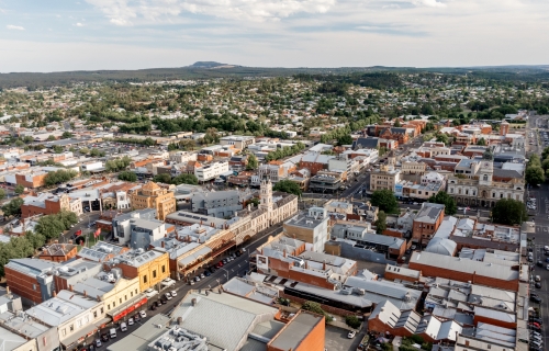 An aerial shot of Lydiard Street North, in Ballarat.