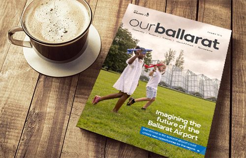 photo of ourballarat magazine sitting on a table with a cup of coffee