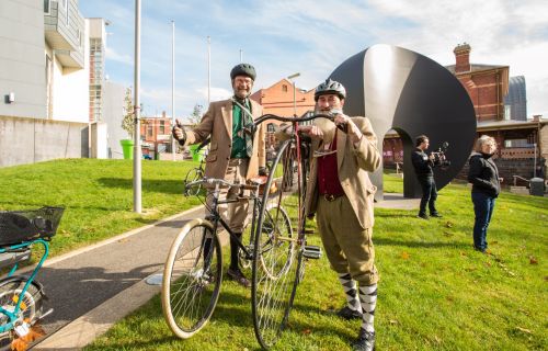 Two men on bicycles