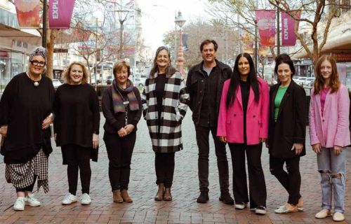 From left to right, Wendy McLachlan of Wen & Ware Living, Jill Wallis of Darrell Lea Chocolates, Vicki Fawcus of Inhabit Homewares, Tracy Govan of Messer and Opie, Shane Donnithorne of Denim Culture and Linen & Living, and Laura Anstee, Casey Walker and Paige Paterson from Sportsgirl.