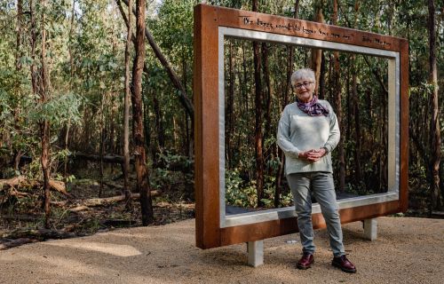 Anne Tudor at the Woowookarung Regional Park's dementia-friendly forest and sensory trail.