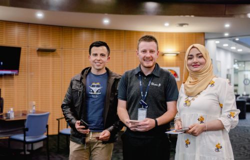 City of Ballarat Intercultural Ambassadors Victor Barrantes and Anam Shahab with Customer Experience Officer Josh