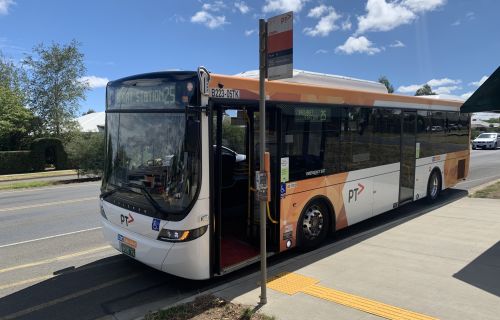 A bus at a Ballarat stop