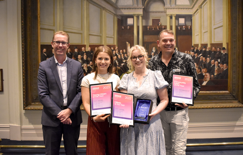 2024 Ballarat Community Awards - CEO Evan King, Young Citizen of the Year Mollie Collins and Ballarat Neighbourhood Centre's David Bending