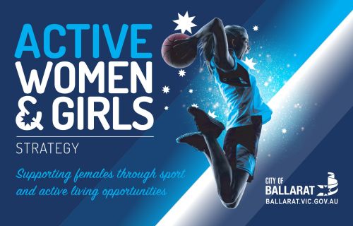 Active Women and Girls Branding image with girl jumping with basketball