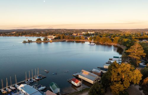 Aerial image over lake wendouree taken from above the yacht club toward view point