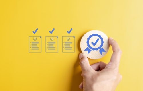 Quality Certificate and Checklist document represented on yellow background