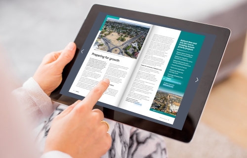 image of someone viewing print edition on ipad