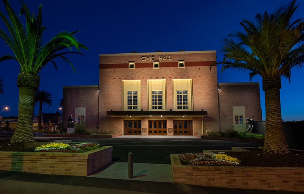 Civic Hall at night