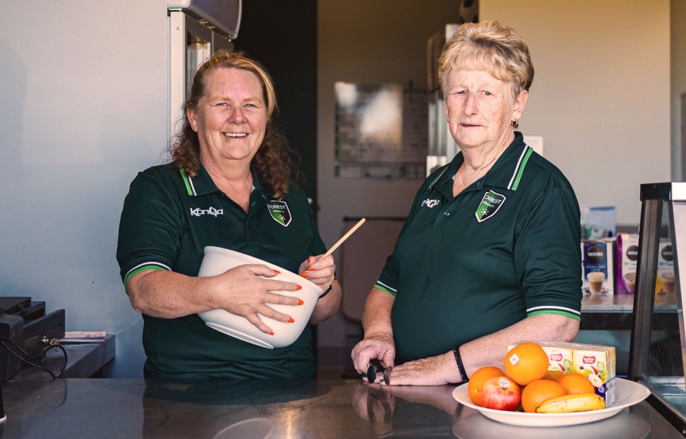 Treasurer and Secretary of the Forest Rangers Soccer Club, Tracy Dean and Marilyn Tyndall.