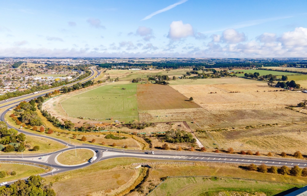 aerial image over midland highway