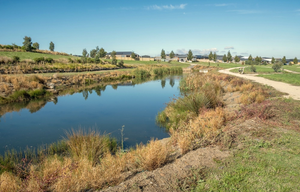 image of new suburb pathway and open space