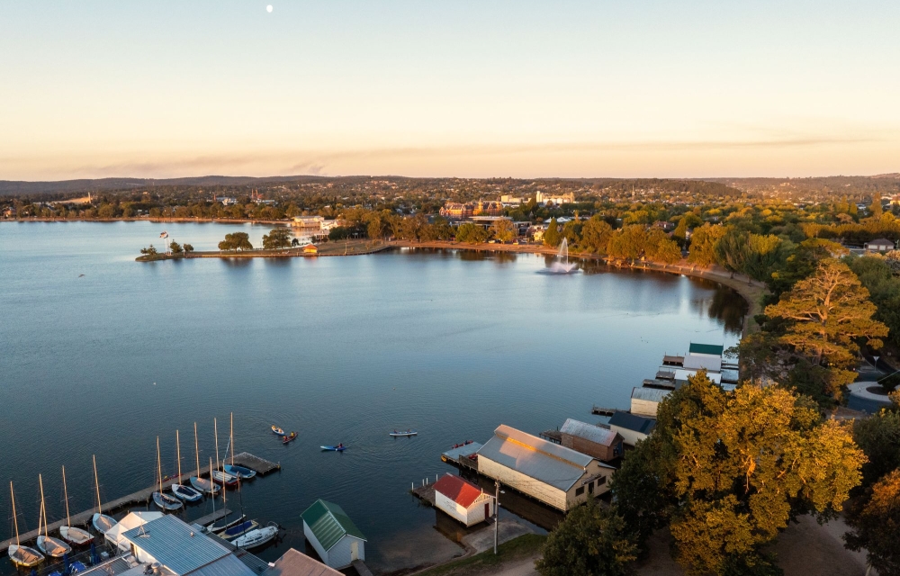 Aerial image over lake wendouree taken from above the yacht club toward view point