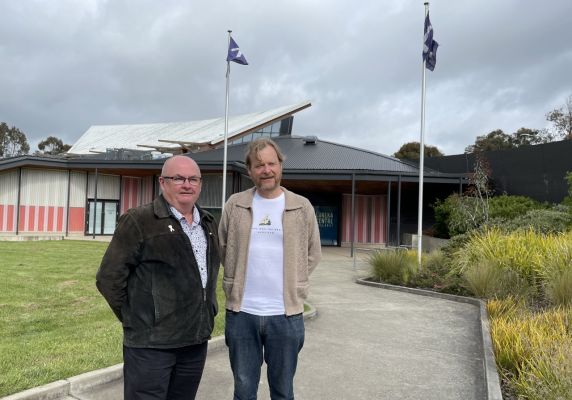 Ballarat Mayor Cr Des Hudson and musician Hap Hayward