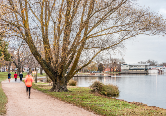 A running using the track at Lake Wendouree