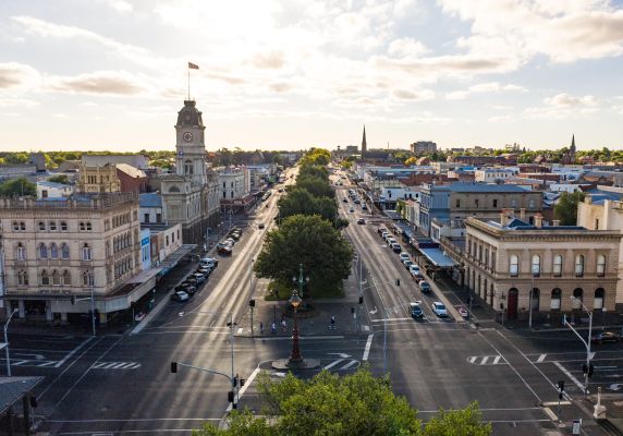 Aerial image of Ballarat from above Sturt Street