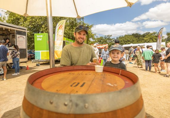Man and son enjoy Picnic in the Park event