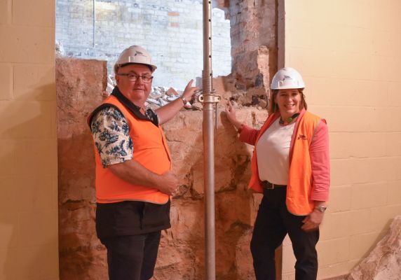 Mayor Des Hudson with Member for Wendouree, Juliana Addison in high vis at Her Majesty's Theatre