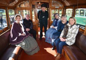 Mayor Des Hudson at Tramway Museum for launch of Ballarat Heritage Festival