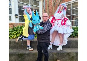 City of Ballarat Mayor, Cr Des Hudson with PopCon cosplay judges
