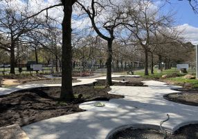 Playground paths under construction