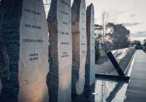 The Australian Ex-Prisoners of War Memorial in Ballarat at sunset.