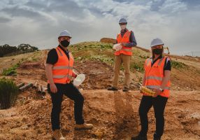 three people in high-vis at the Ballarat Regional Landfill