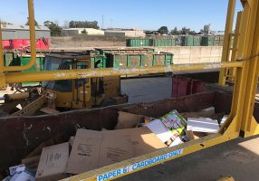 Container filled with waste