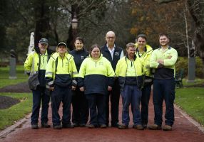 City of Ballarat Botanic Gardens team at the Prime Ministers Avenue