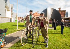 Two men on bicycles