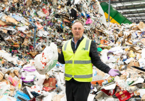 A plastic problem: APR Managing Director Darren Thorpe with plastic bags contaminating our recycling.