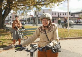 Lady on bike