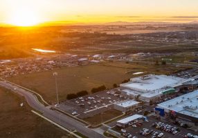 Ariel view of Delacombe Town Centre and surrounding area at sun set