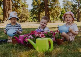 Children having a picnic in the park