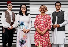 Intercultural Ambassadors Lucien Ibrahim, Hien Blackmore, Lilly Wright and Yaqoob Kazan