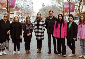 From left to right, Wendy McLachlan of Wen & Ware Living, Jill Wallis of Darrell Lea Chocolates, Vicki Fawcus of Inhabit Homewares, Tracy Govan of Messer and Opie, Shane Donnithorne of Denim Culture and Linen & Living, and Laura Anstee, Casey Walker and Paige Paterson from Sportsgirl.