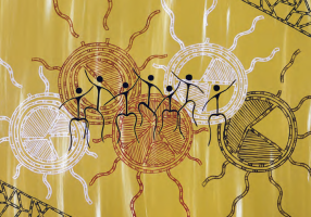 Painting by Darmon Holloway, a Yorta Yorta/Barkinja man from Victoria